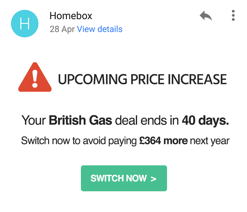 Homebox switched to cheap energy deal