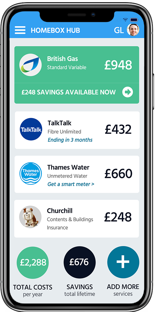 iPhone with Homebox energy bill saving app